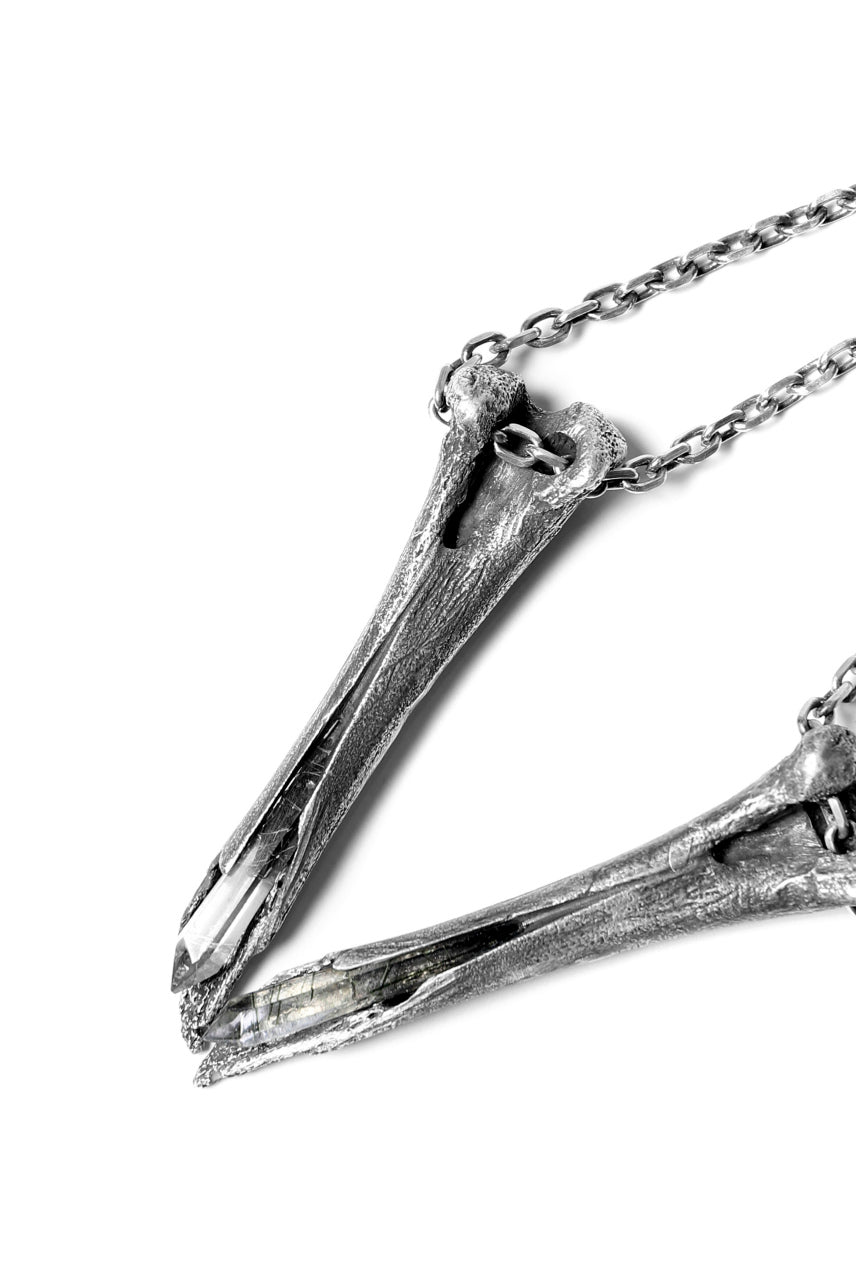 Load image into Gallery viewer, Holzpuppe exclusive Femur Bone Pendants with White Quartz