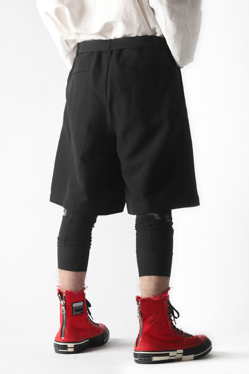 画像をギャラリービューアに読み込む, KAZUYUKI KUMAGAI Wrap Wide Shorts / Strong Twist C/Li Ox (BLACK)