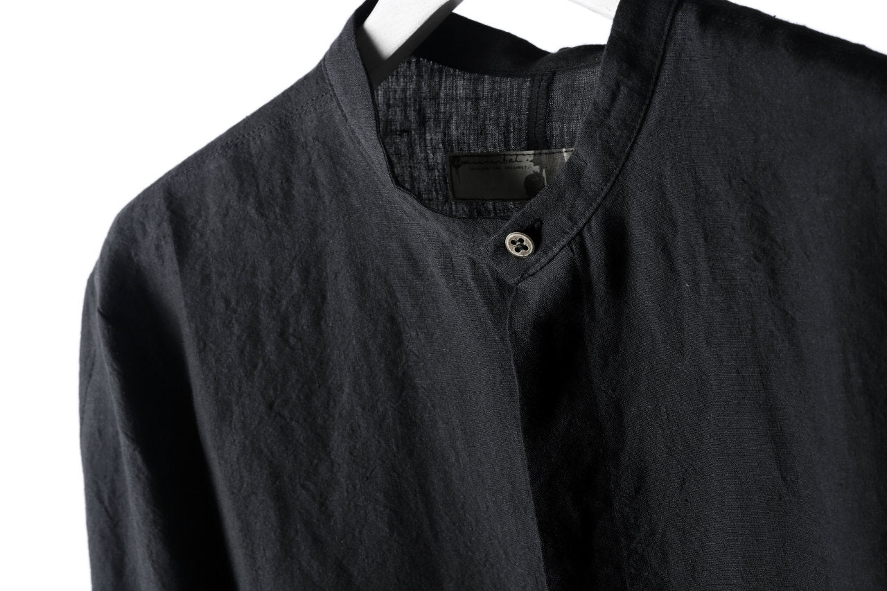 Hannibal. Band Collar Half Front Button Shirt (NIGHT)