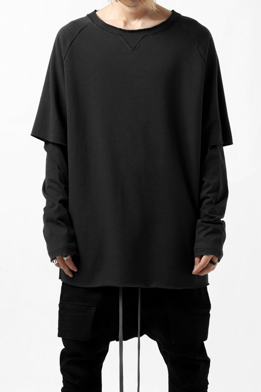 FIRST AID TO THE INJURED LAYERED SLEEVE TOPS / FRENCH TERRY + JERSEY (BLACK)