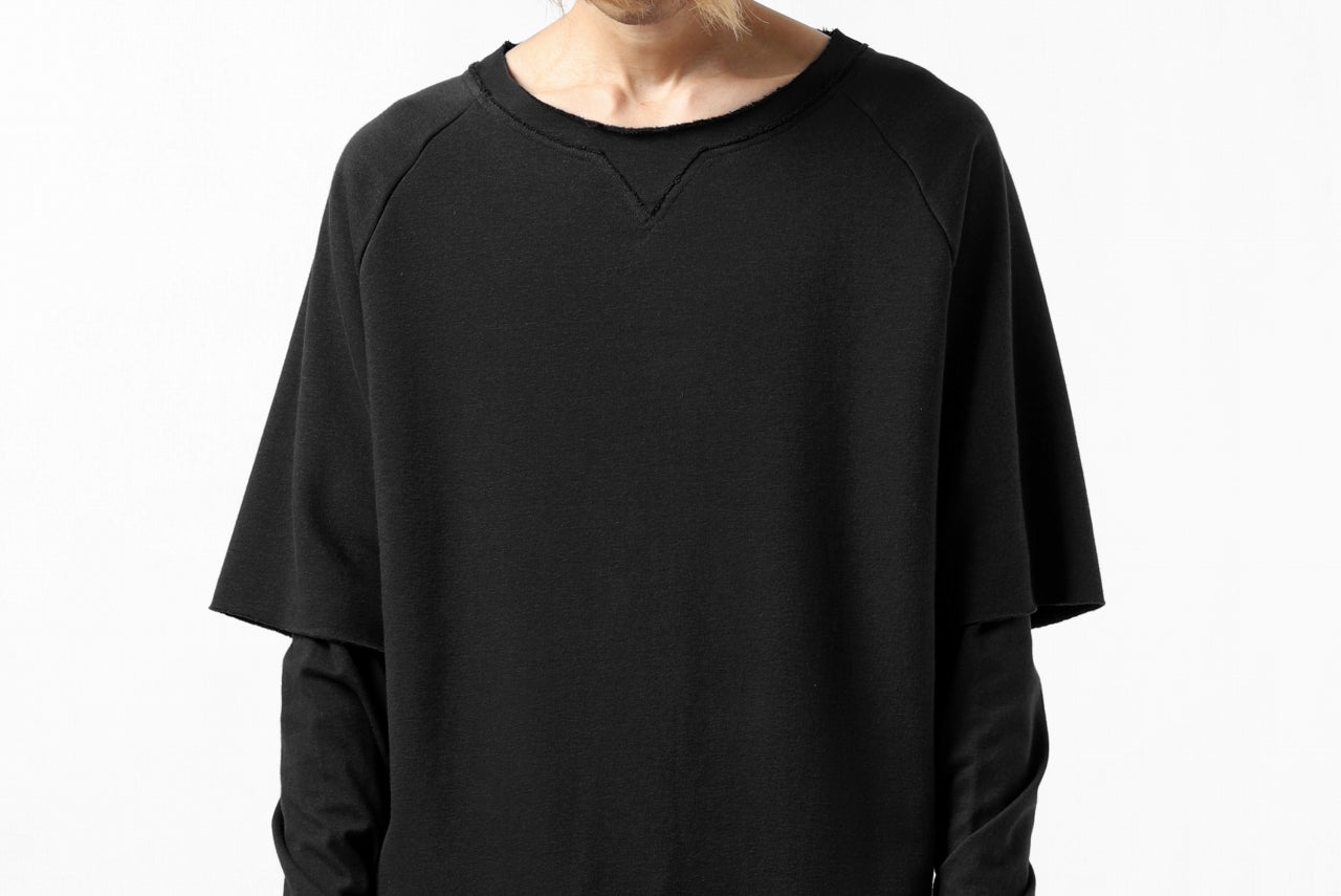 FIRST AID TO THE INJURED LAYERED SLEEVE TOPS / FRENCH TERRY + JERSEY (BLACK)