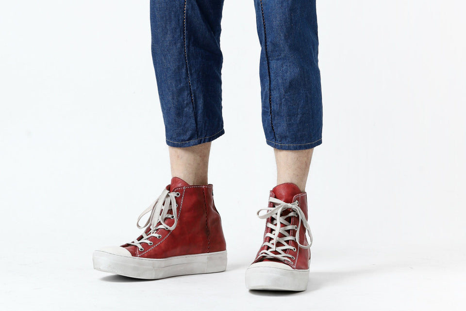 画像をギャラリービューアに読み込む, incarnation HIGH CUT LACE UP SNEAKER / HORSE FULL GRAIN (HAND DYED DARK RED)