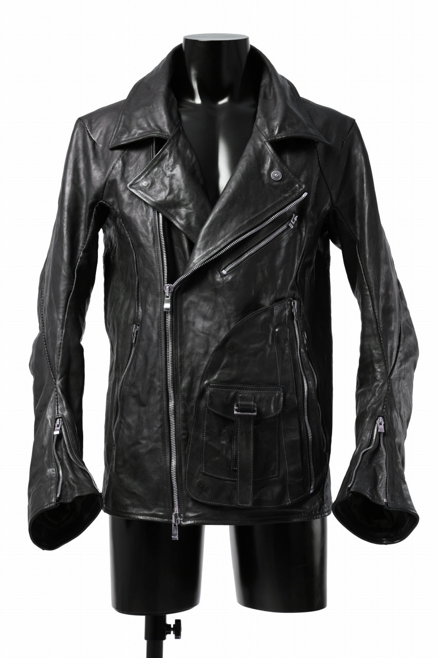 incarnation exclusive SOFT-FINISHED HORSE LEATHER DOUBLE BREAST MOTO JACKET MB-2 / OBJECT DYED (91N)