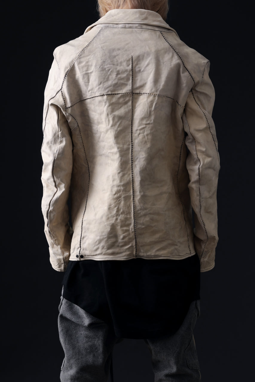 incarnation HORSE WHITE LEATHER DOUBLE BREAST MOTO JACKET MB-2 / DIRTY OIL WASHED (B00N-OC)