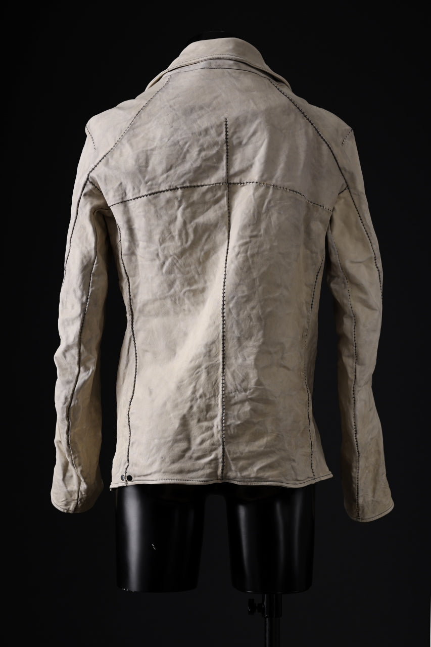 incarnation HORSE WHITE LEATHER DOUBLE BREAST MOTO JACKET MB-2 / DIRTY OIL WASHED (B00N-OC)