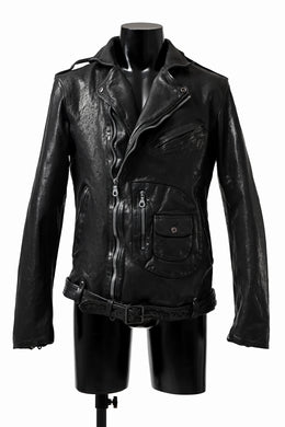 ISAMU KATAYAMA BACKLASH MOTO JACKET / ITALY-SHOULDER OBJECT DYED (BLACK)