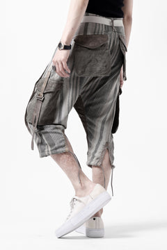 画像をギャラリービューアに読み込む, incarnation ARMY CARGO POCKET CROPPED PANT MP-1C / STRIPE + HORSE LEATHER (GRIGIO)