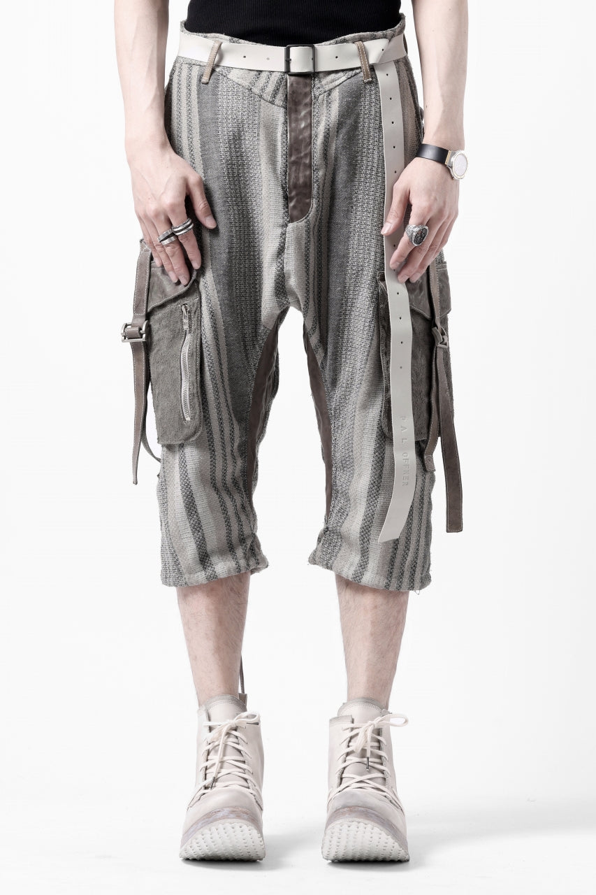 画像をギャラリービューアに読み込む, incarnation ARMY CARGO POCKET CROPPED PANT MP-1C / STRIPE + HORSE LEATHER (GRIGIO)