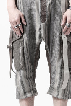 画像をギャラリービューアに読み込む, incarnation ARMY CARGO POCKET CROPPED PANT MP-1C / STRIPE + HORSE LEATHER (GRIGIO)