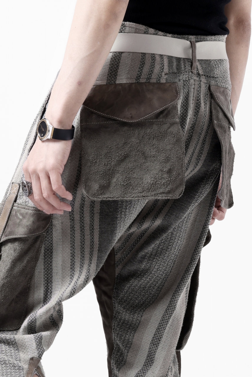 incarnation ARMY CARGO POCKET CROPPED PANT MP-1C / STRIPE + HORSE LEATHER (GRIGIO)