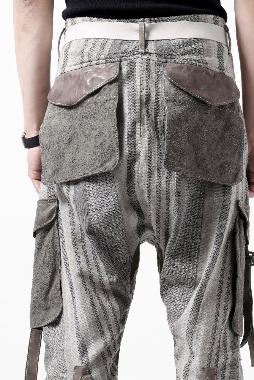 incarnation ARMY CARGO POCKET CROPPED PANT MP-1C / STRIPE + HORSE LEATHER (GRIGIO)