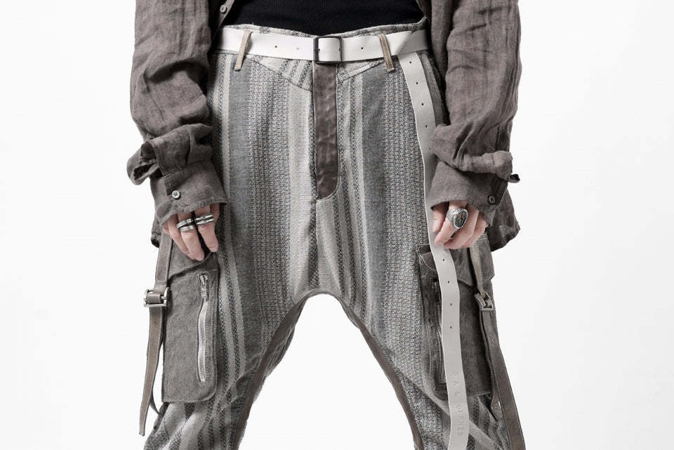 画像をギャラリービューアに読み込む, incarnation ARMY CARGO POCKET CROPPED PANT MP-1C / STRIPE + HORSE LEATHER (GRIGIO)