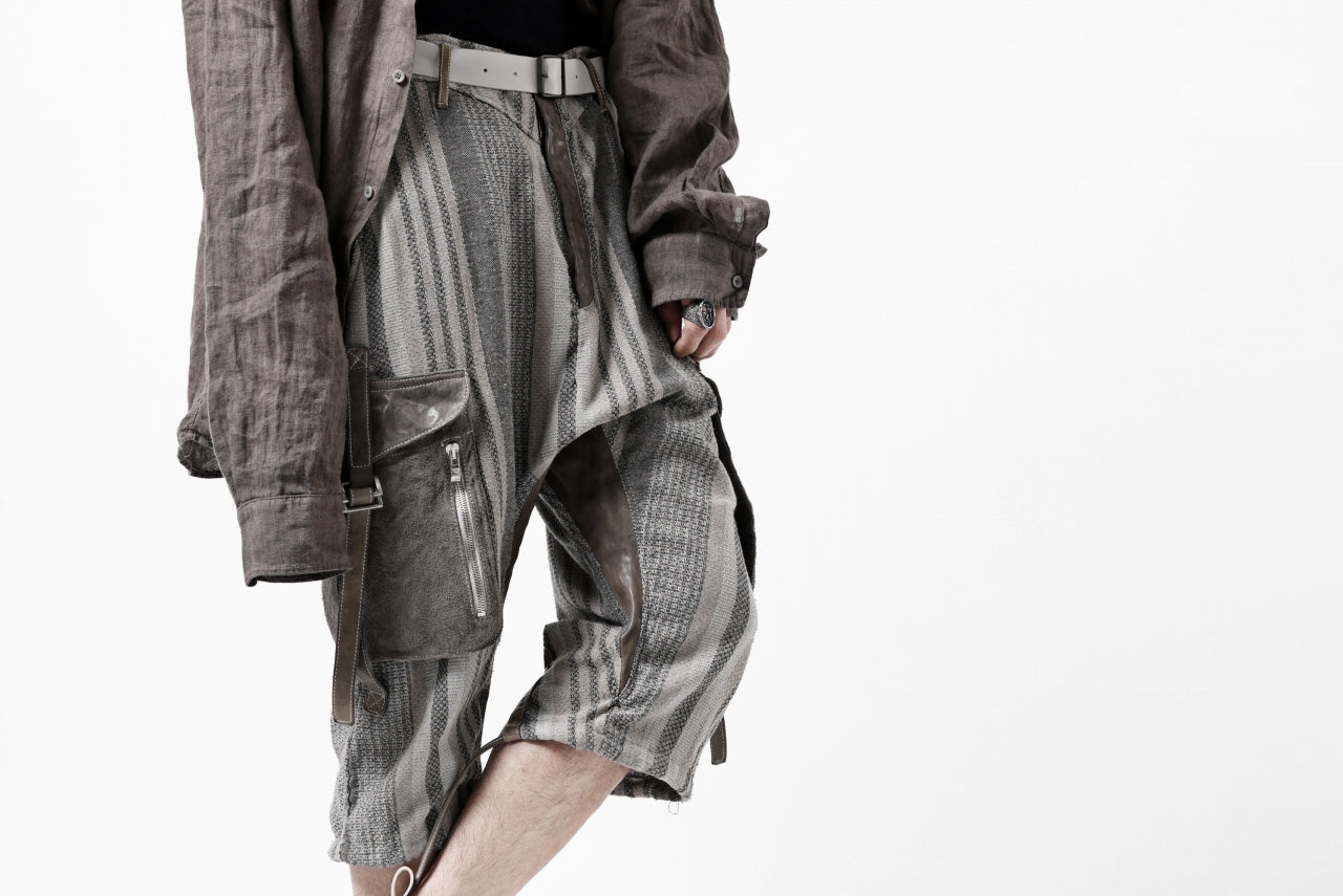 incarnation ARMY CARGO POCKET CROPPED PANT MP-1C / STRIPE + HORSE LEATHER (GRIGIO)