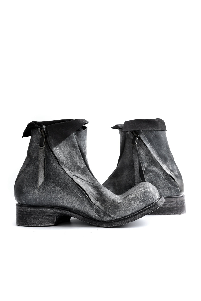 LEON EMANUEL BLANCK DISTORTION ANKLE BOOT / GUIDI HORSE REVERSED (GREY WAXED)