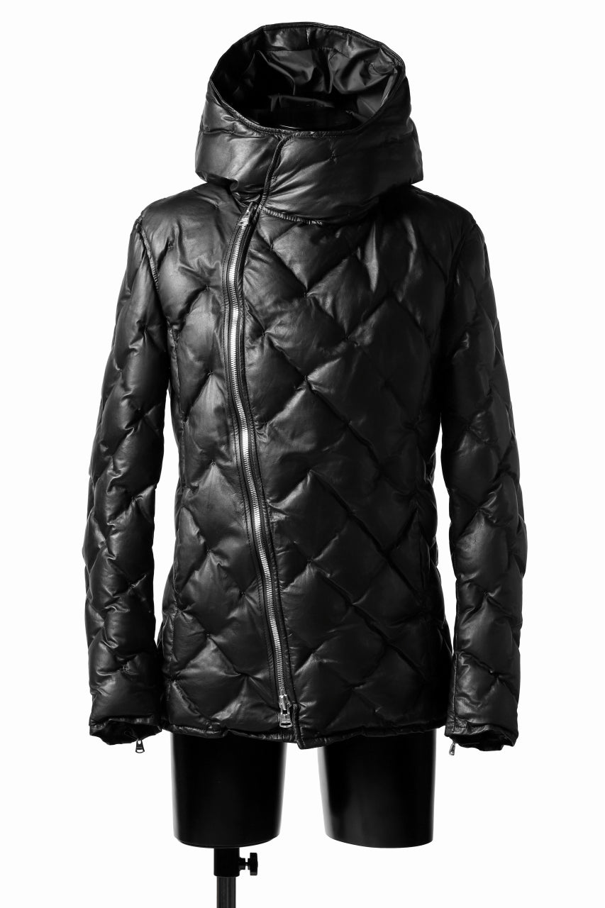 ISAMU KATAYAMA BACKLASH HOODED DOWN JACKET / [KANGAROO LEATHER / POLAND WHITE GOOSE] (BLACK)