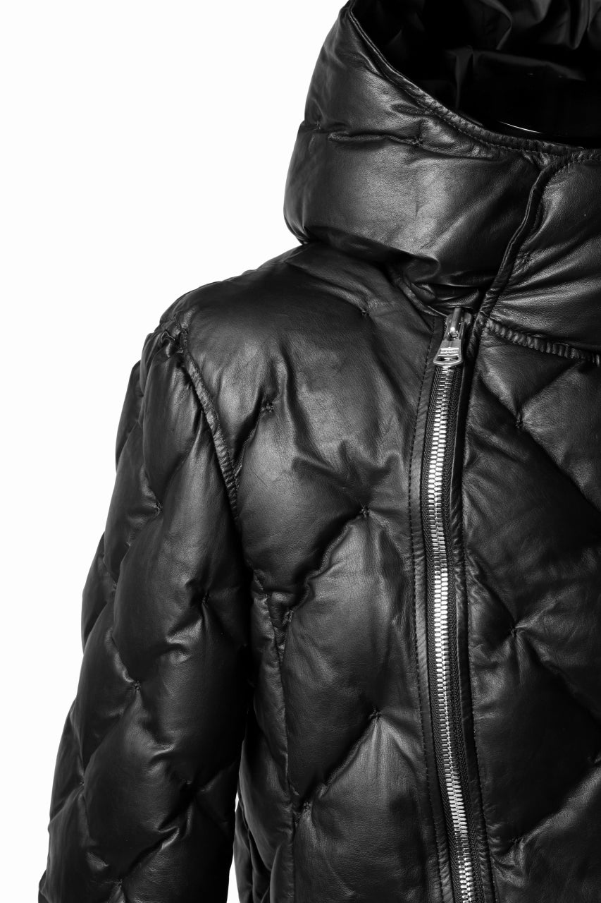 画像をギャラリービューアに読み込む, ISAMU KATAYAMA BACKLASH HOODED DOWN JACKET / [KANGAROO LEATHER / POLAND WHITE GOOSE] (BLACK)