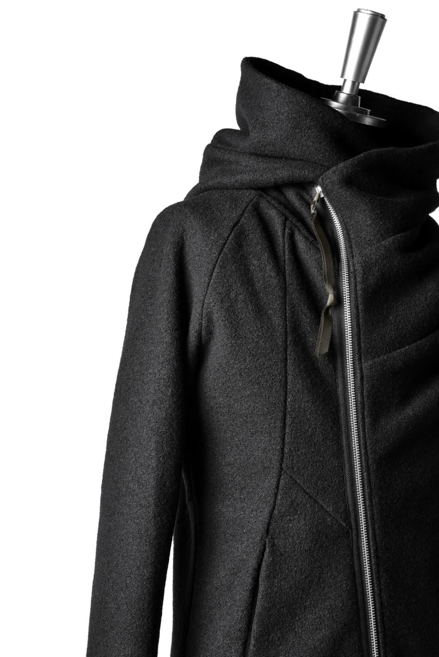 N/07 Wrap Hooded Jacket / Woolring Fleece (BLACK)