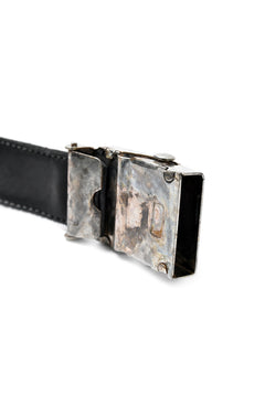 画像をギャラリービューアに読み込む, incarnation HORSE LEATHER NARROW BELT with G.I BUCKLES (DARK GREY)