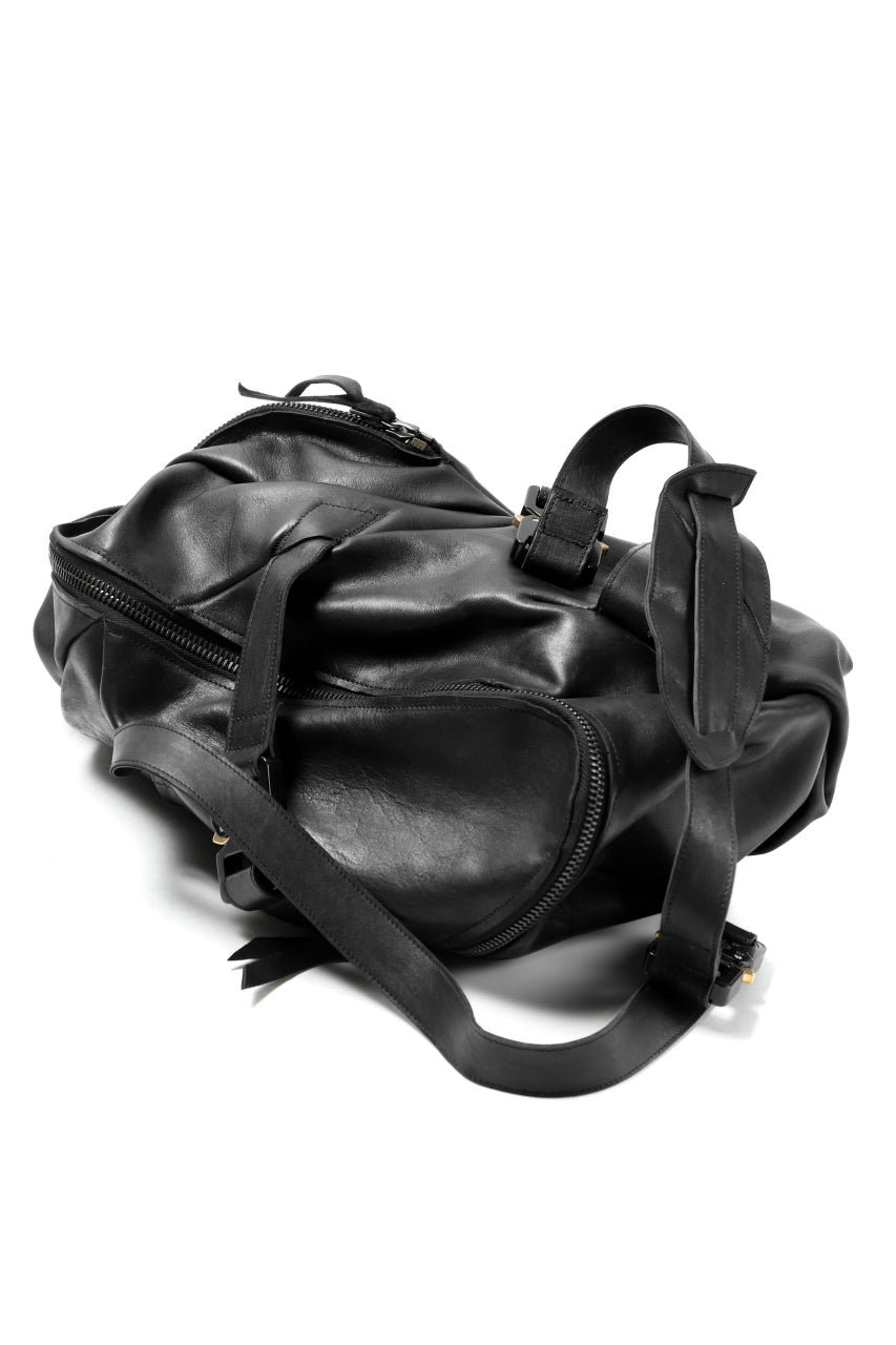 LEON EMANUEL BLANCK exclusive DISTORTION SMALL WEEKENDER BAG / GUIDI OILED HORSE LEATHER (BLACK)