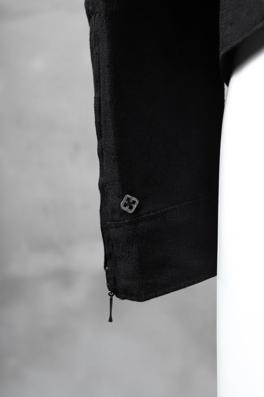 blackcrow riders zip jacket / linen&nylon woven (black)