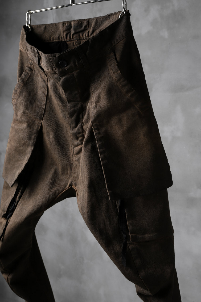 N/07 exclusive CONSTRUCTIVE LAYERED CARGO JODHPURS [ Stretch Weapon / Object Dye ] (D.BROWN(柿渋染+鉄媒染))