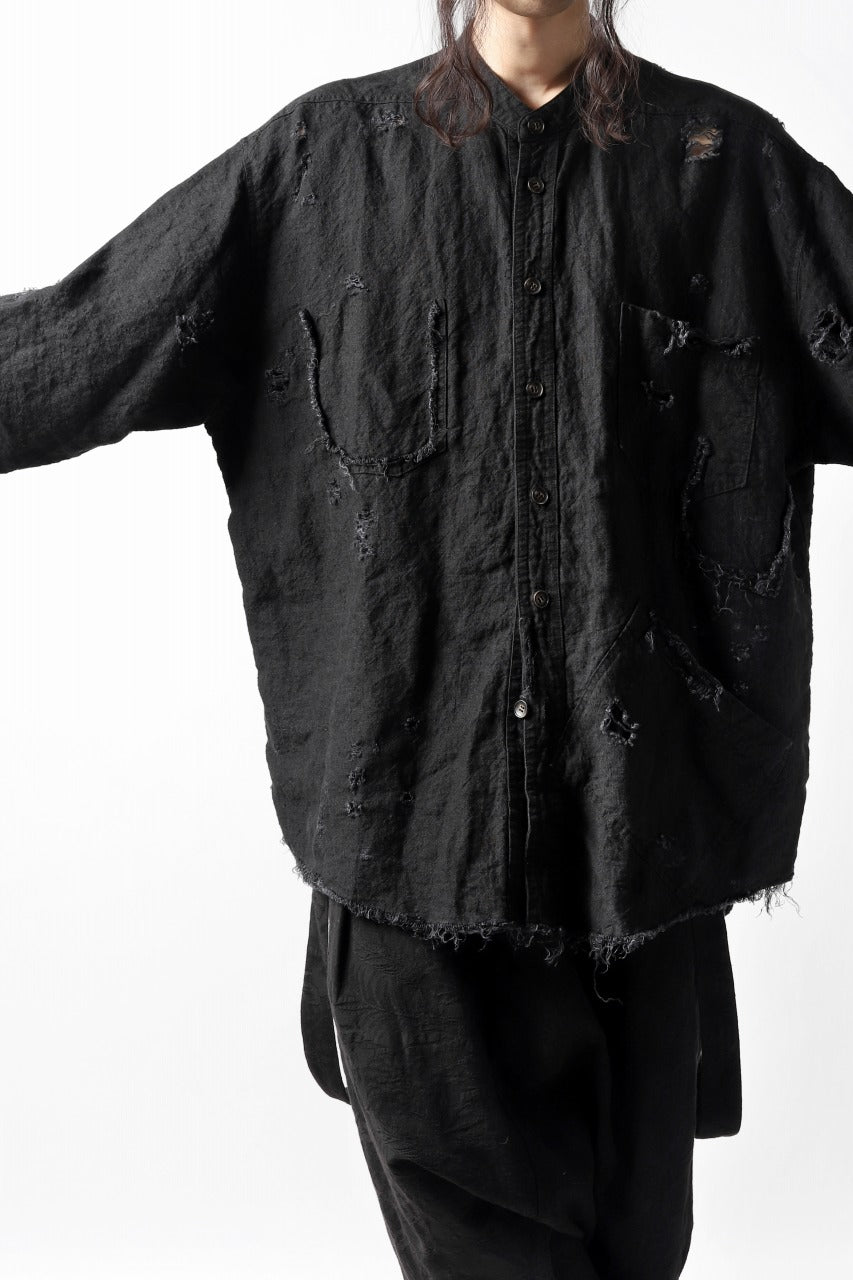 Load image into Gallery viewer, A.F ARTEFACT ENGINEER SHIRT / CRASHED LINEN (BLACK)