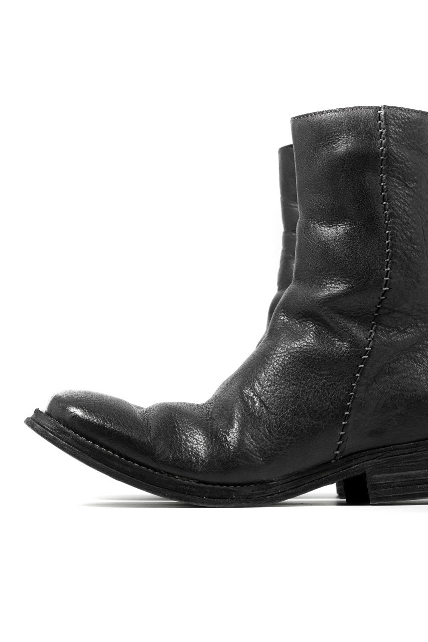 incarnation exclusive BUFFALO LEATHER HAND STITCH SIDE ZIP BOOTS (BLACK)