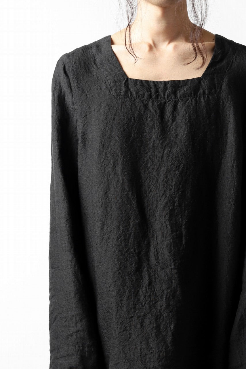 _vital square neck tunica tops / organic linen (BLACK)