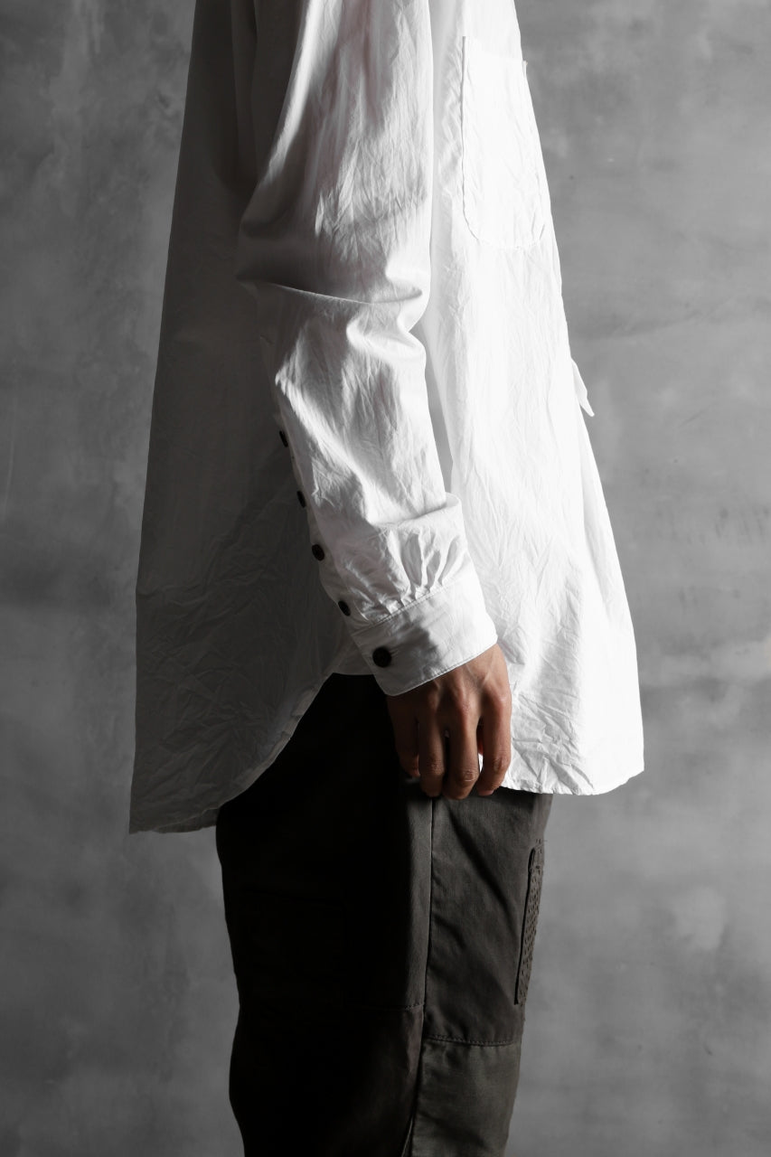 KLASICA SABRON HALF BUTTON PULLOVER SHIRT / TYPE-WRITER CLOTH (WHITE)