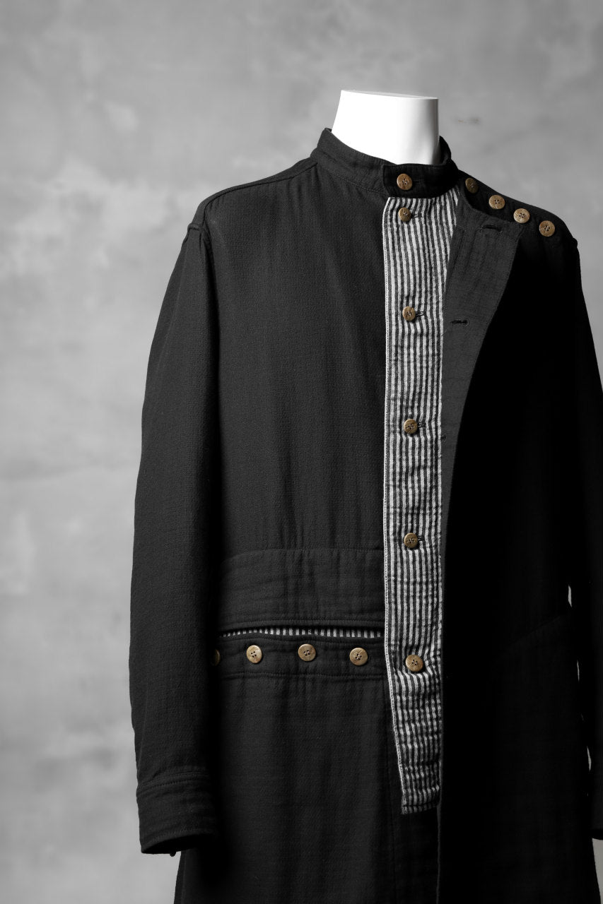 _vital layered shirts coat / cotton gauze and stripe