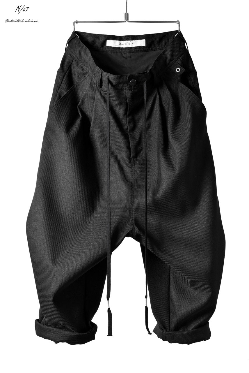 画像をギャラリービューアに読み込む, N/07 &quot;MAUSK Detail&quot; Three Dimensional Wide Tuck / Dart Cropped Pants #2 (BLACK)