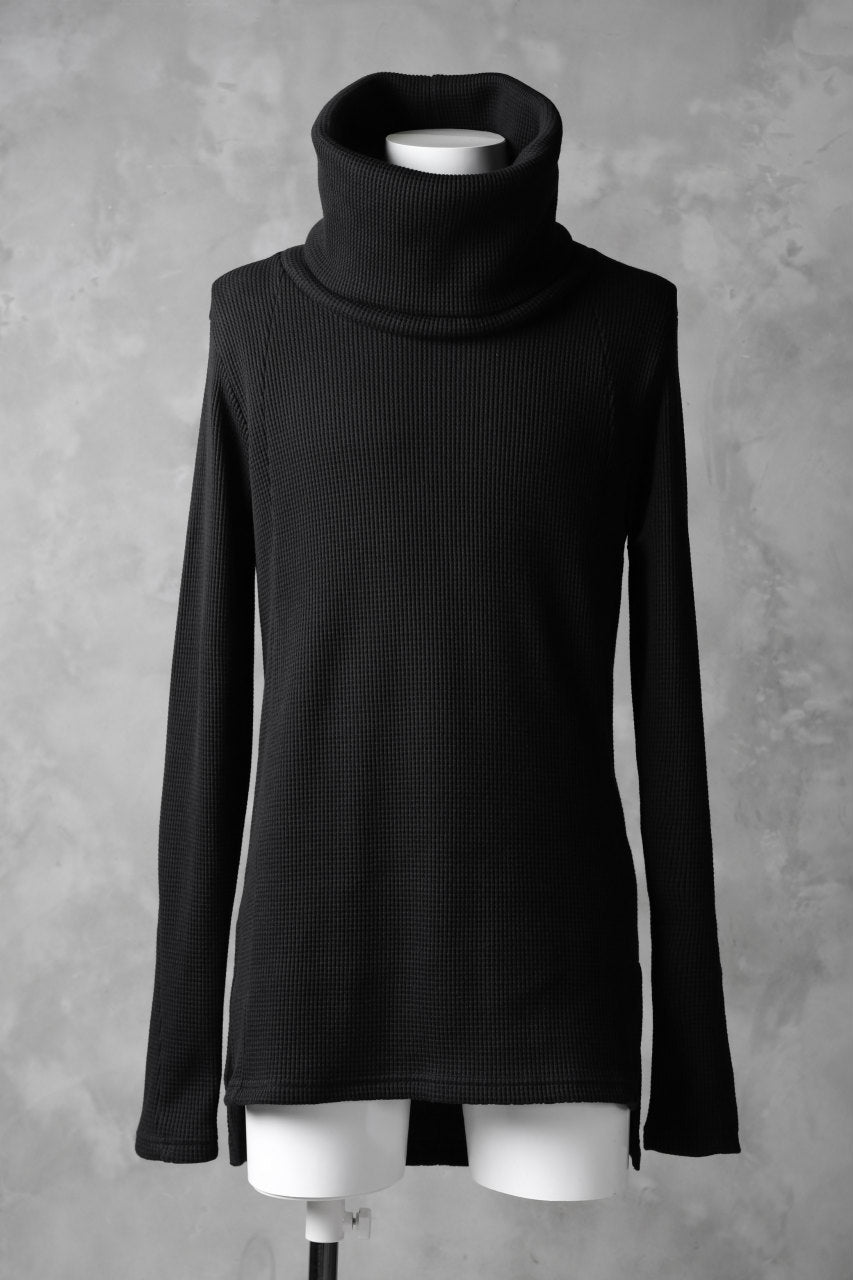 Load image into Gallery viewer, A.F ARTEFACT exclusive DUSTY WAFFLE DRAPED HIGH NECK TOPS (BLACK)