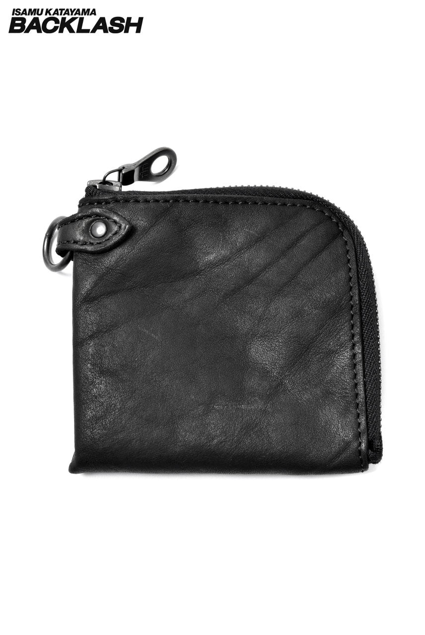 Load image into Gallery viewer, ISAMU KATAYAMA BACKLASH &quot;DoubleShoulder&quot; SQURE MINI WALLET (BLACK)