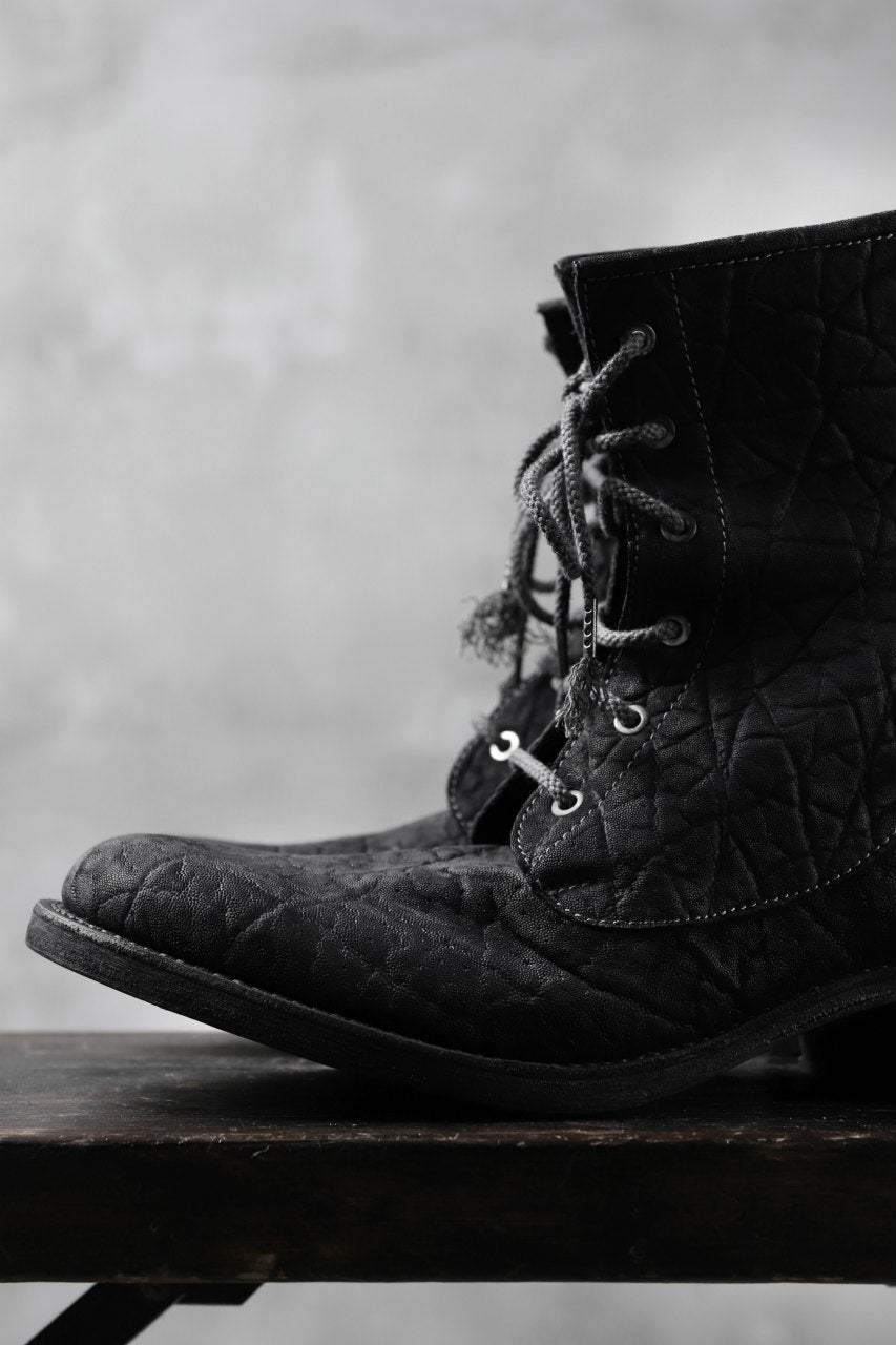 ierib exclusive LOGGER lace up boots / african elephant hand dyed (BLACK)