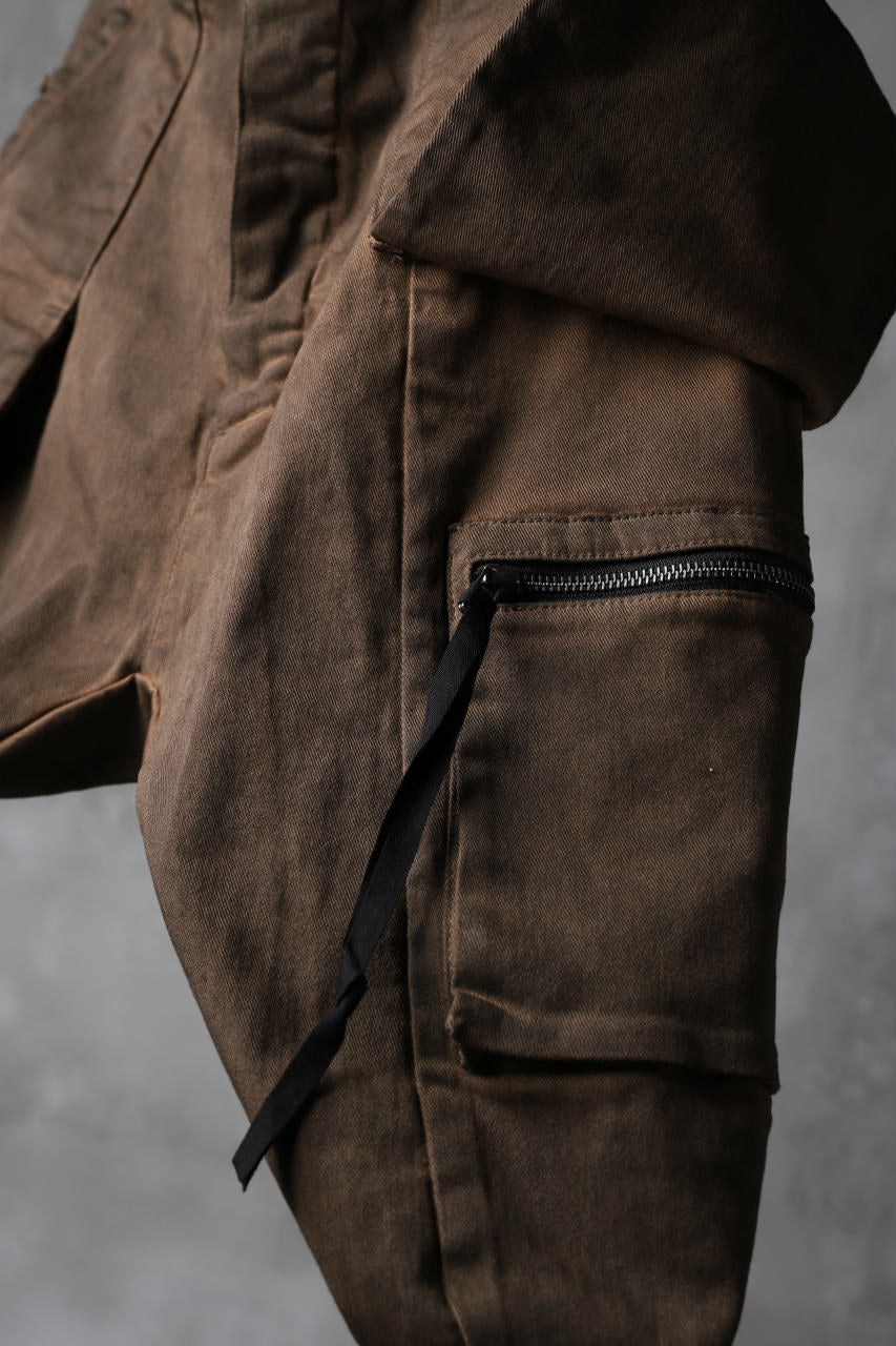 N/07 exclusive CONSTRUCTIVE LAYERED CARGO JODHPURS [ Stretch Weapon / Object Dye ] (D.BROWN(柿渋染+鉄媒染))