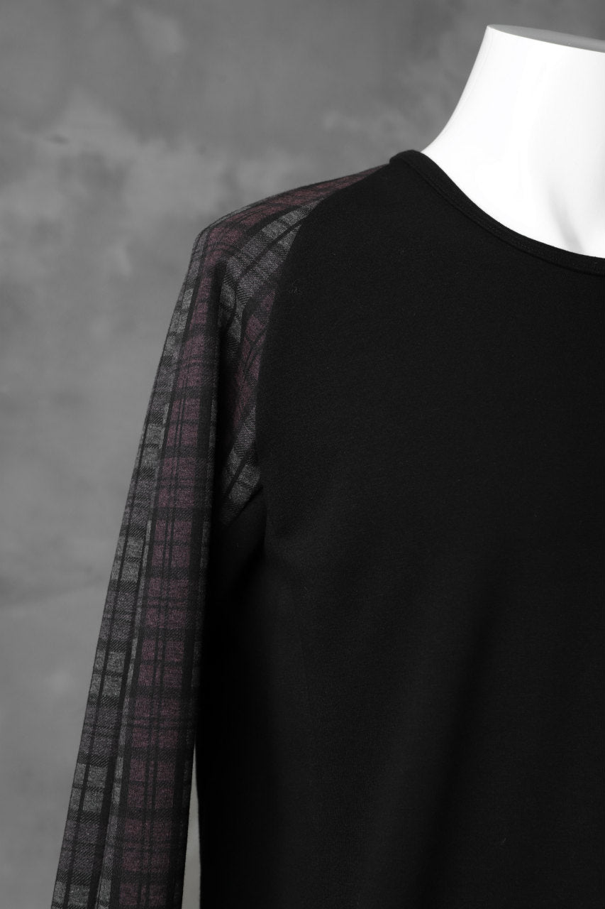 A.F ARTEFACT exclusive BomberHEAT® PLAID RAGLAN TOPS (BLACK×BORDEAUX)