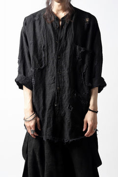 画像をギャラリービューアに読み込む, A.F ARTEFACT DAMEGE WORK SHIRT / CRASHED LINEN (BLACK)