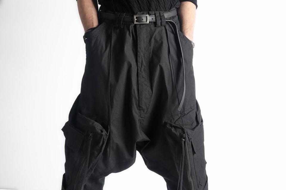 Load image into Gallery viewer, A.F ARTEFACT MILITARY SAROUEL WIDE PANTS / ZIP DOUBLE STRUCTURE (BLACK)