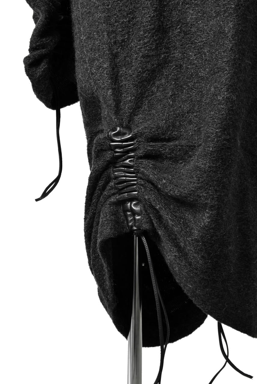 SOSNOVSKA DRAPED COCOON LONGSLEEVE HOODIE KNIT (DARK GREY)