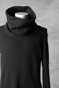 画像をギャラリービューアに読み込む, A.F ARTEFACT exclusive DUSTY WAFFLE DRAPED HIGH NECK TOPS (MELANGE BLACK)