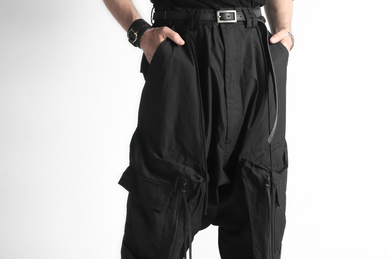 A.F ARTEFACT MILITARY SAROUEL WIDE PANTS / ZIP DOUBLE STRUCTURE (BLACK)