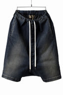 ISAMU KATAYAMA BACKLASH SARROUEL DENIM SHORTS / EXTREME STRETCH DIRTY (INDIGO)
