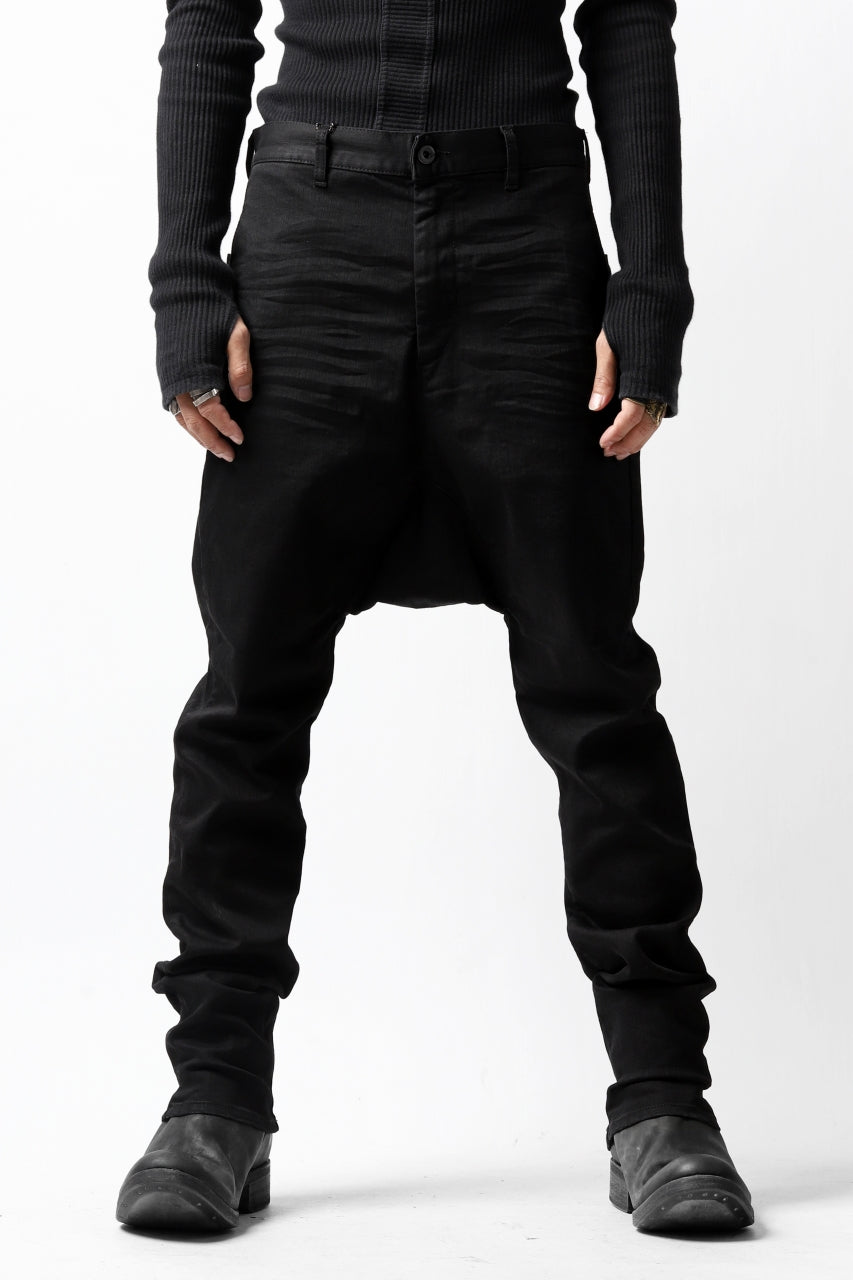 Load image into Gallery viewer, ISAMU KATAYAMA BACKLASH SARROUEL PANTS / HIGH POWER STRETCH DENIM (BLACK)