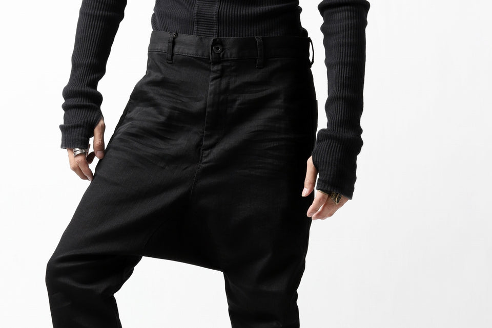 Load image into Gallery viewer, ISAMU KATAYAMA BACKLASH SARROUEL PANTS / HIGH POWER STRETCH DENIM (BLACK)