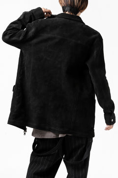 Load image into Gallery viewer, ISAMU KATAYAMA BACKLASH SUEDE COVER ALL BLOUSON / JAPAN CALF (WHITE TANNED / BLACK)