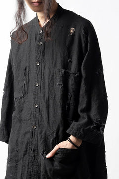 画像をギャラリービューアに読み込む, A.F ARTEFACT DAMEGE WORK SHIRT / CRASHED LINEN (BLACK)