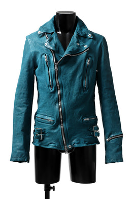 ISAMU KATAYAMA BACKLASH exclusive DOUBLE RIDERS JACKET / JP-CALF GARMENT WASHED (TURQUOISE)