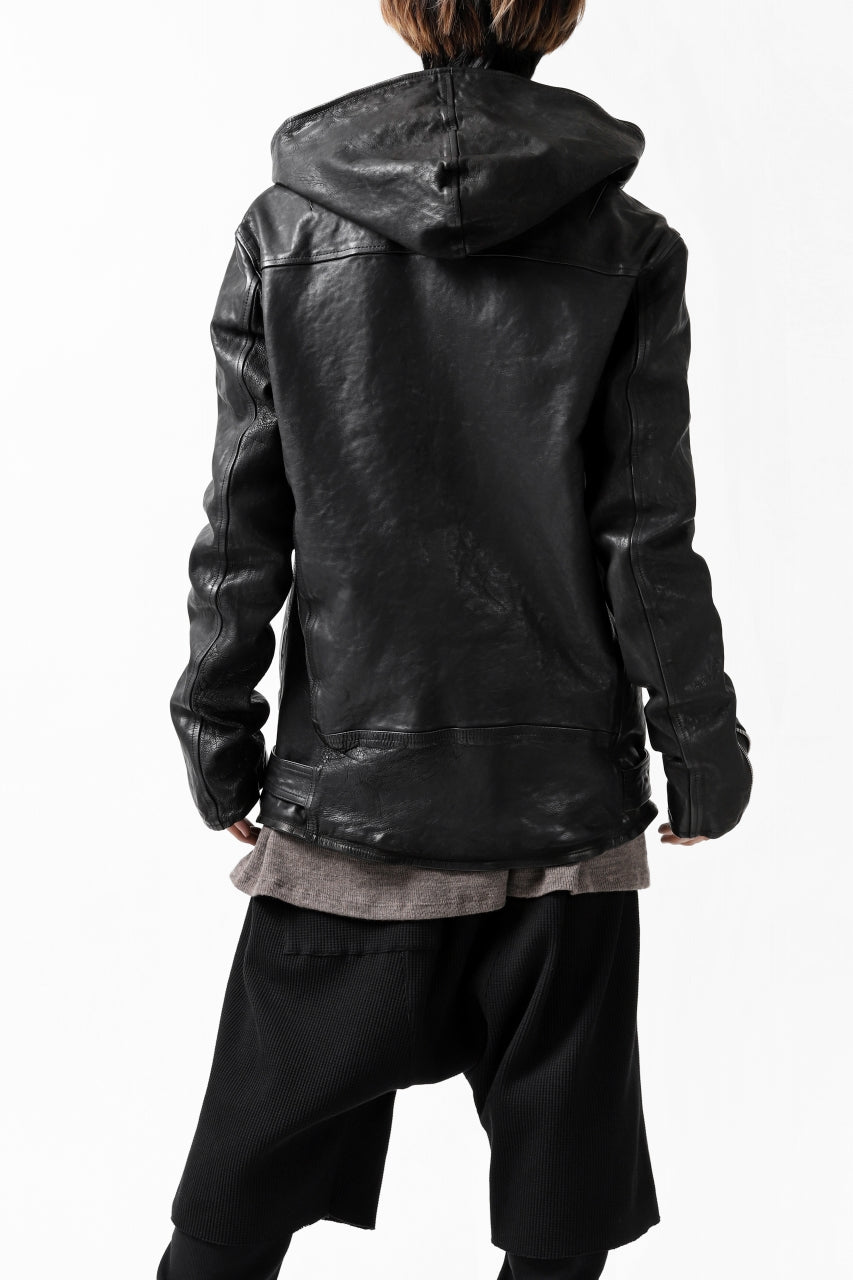 画像をギャラリービューアに読み込む, ISAMU KATAYAMA BACKLASH HOODED RIDERS JACKET / JP-CALF GARMENT WASHED (BLACK)