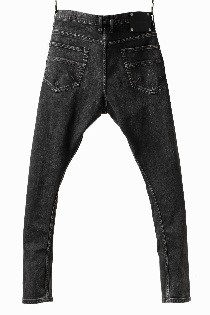 ISAMU KATAYAMA BACKLASH L/C SLIM DENIM PANTS / SPLASH DYED (BLACK)