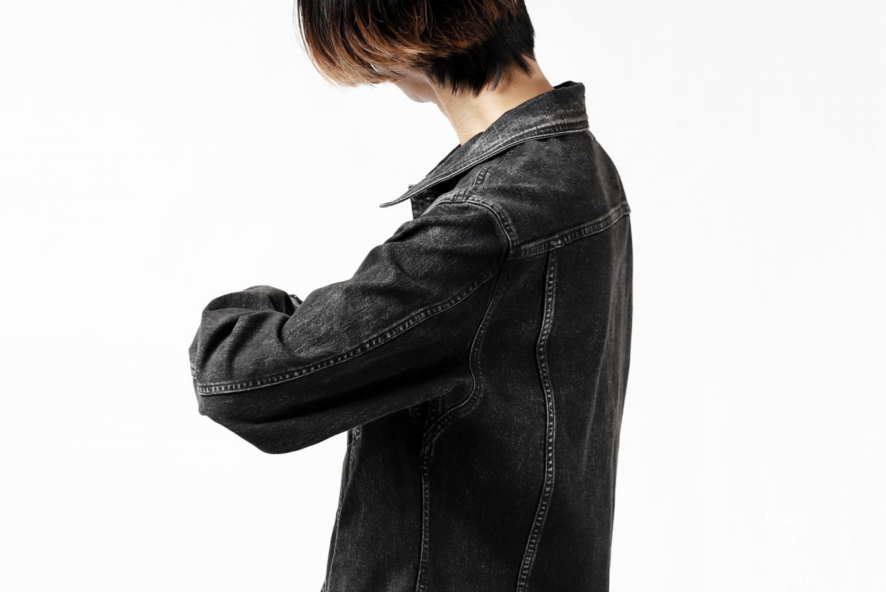 ISAMU KATAYAMA BACKLASH TRUCKER DENIM JACKET / SPLASH DYED (BLACK)